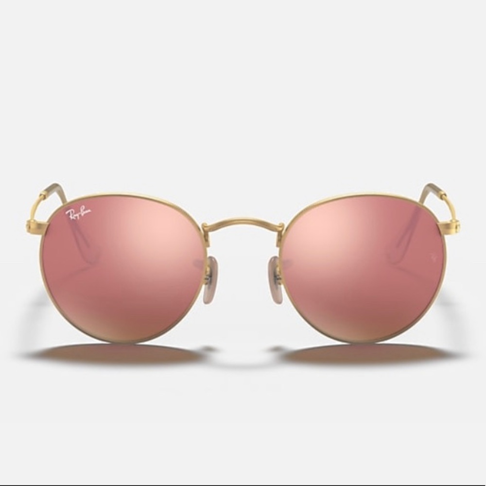 Ray-ban pink & gold mirrored round sunglasses